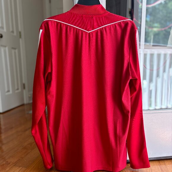 Adidas Climalite Long Sleeve Red Track Jacket Men L with custom CESA logo - Picture 6 of 11